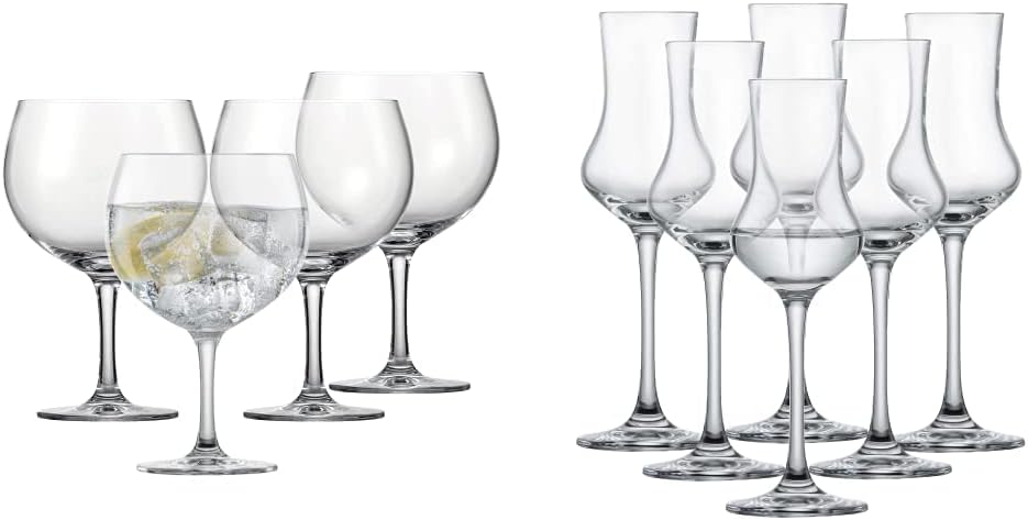 Schott Zwiesel Gin and Tonic Bar Special (Set of 4) (130002) & Digestifset Classico (Set of 6), Classic Shot Glasses with Stem, Dishwasher Safe Tritan Crystal Glasses (Item No. 120518)