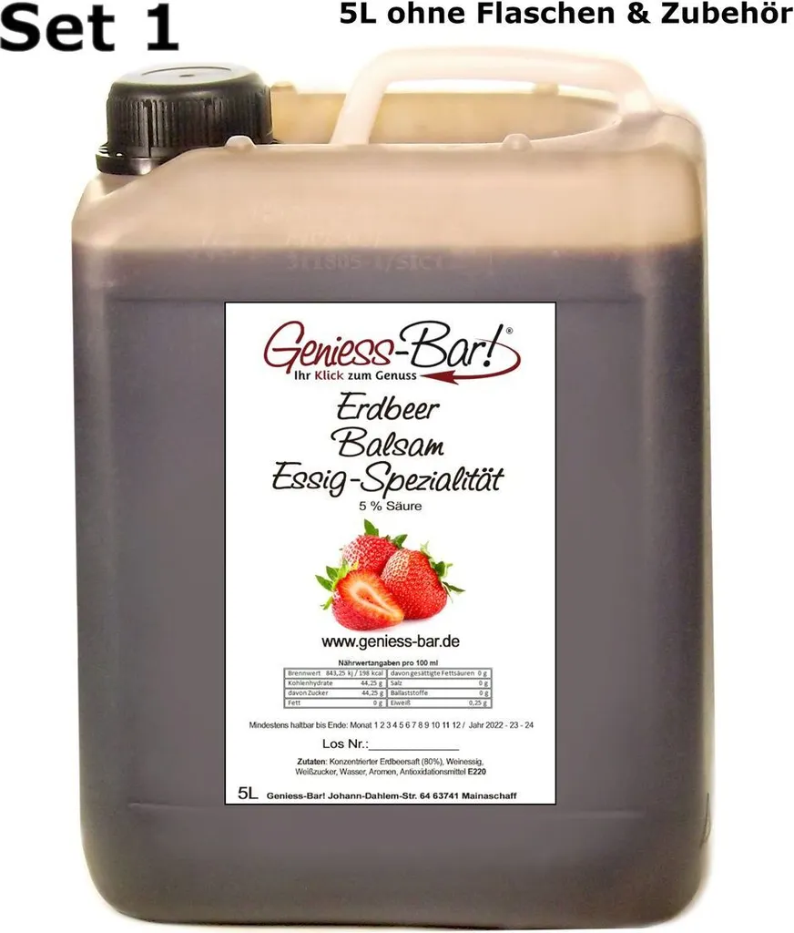 Strawberry Balsamic Vinegar - Specialty 5L 80% fruit juice full-fruity aromatic and very mild 5% acidity