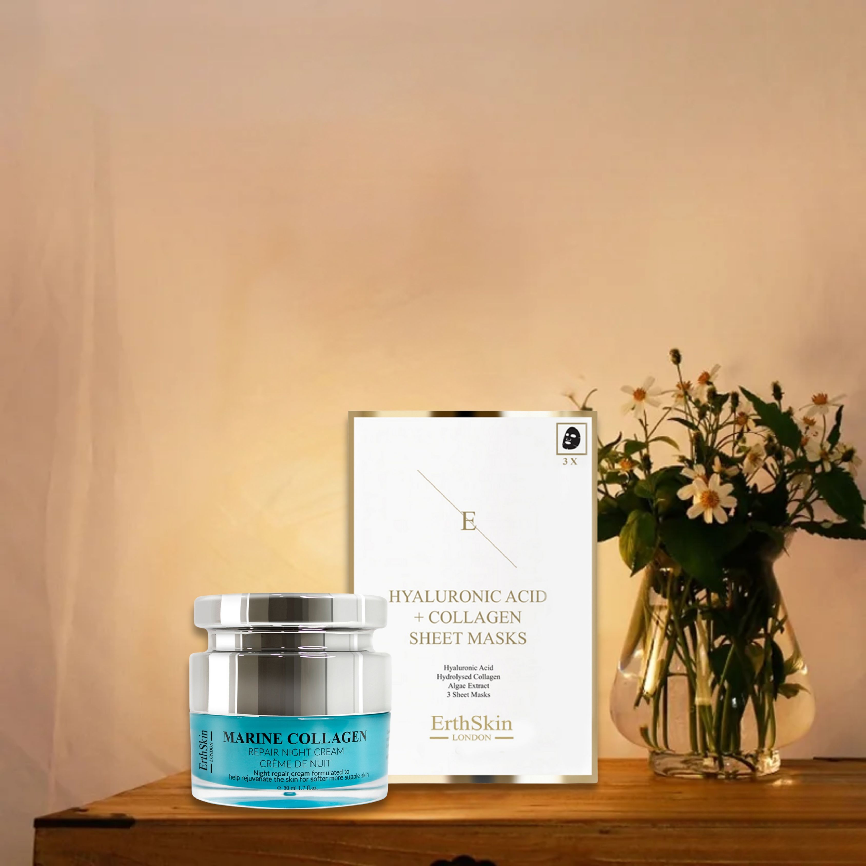 Erth skin london collagen night cream + mask set
