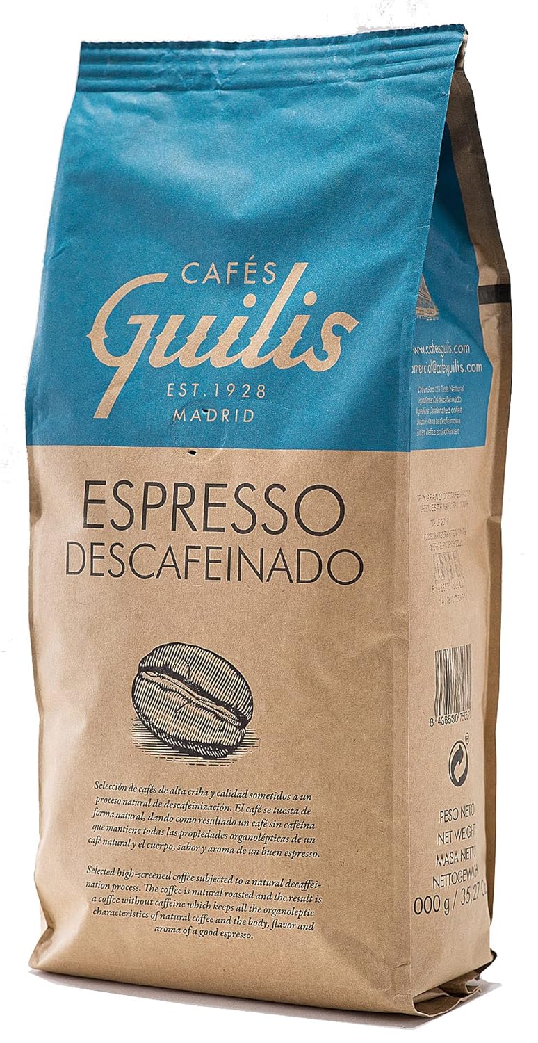CAFES GUILIS DESDE 1928 AMANTES DEL CAFÉ - Coffee Beans Decaffeinated Arabica 1 kg