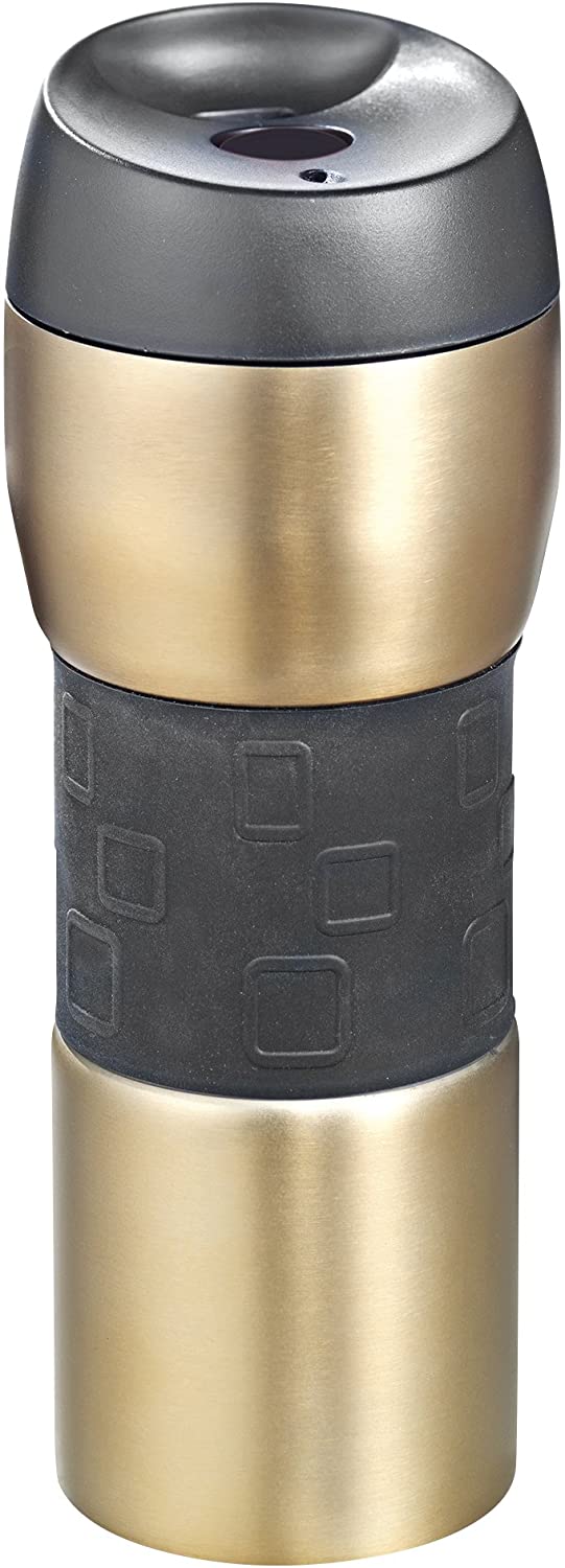 Esmeyer 036 Mug VIA for on-the-go Made of Double layered, Brushed 18/8 Stainless Steel, Height 20 cm Diameter 6.8/8 cm Travel Mug, Stainless Steel, Bronze