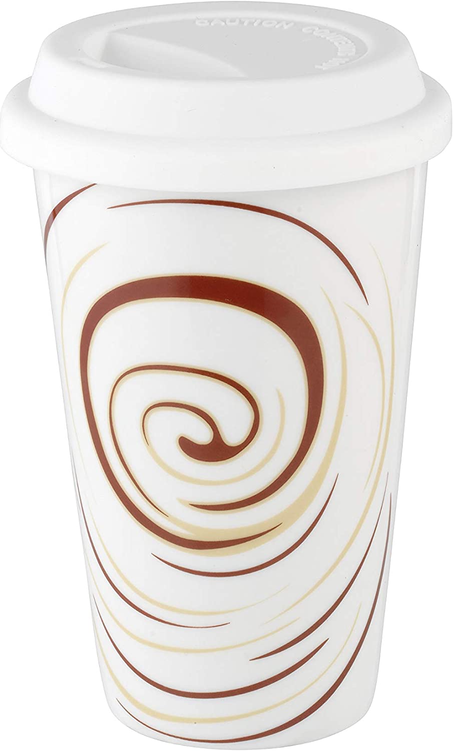 Esmeyer Coffee-to-go 302-008 Beaker Swirl Motif 0.3 Litres, height 13.5 cm Hot Drinks to Go Porcelain White