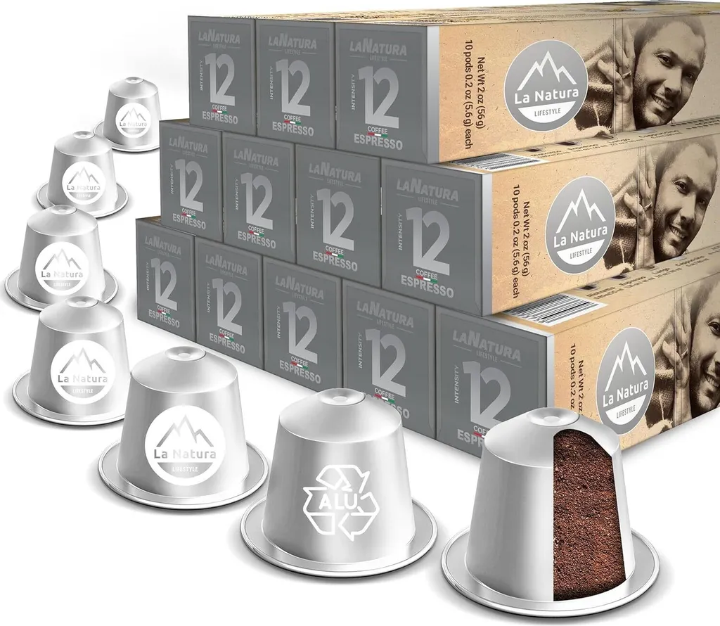 Espresso Coffee - 120 Coffee Capsules | La Natura Lifestyle | Nespresso®*³ Compatible | Aluminum Capsules | 100% Recyclable |