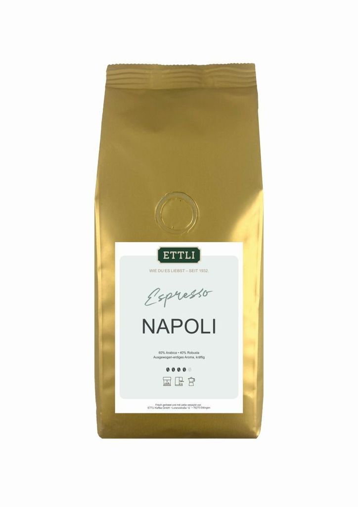 Espresso Napoli 1kg Ettli coffee beans 60% Arabica and 40% Robusta