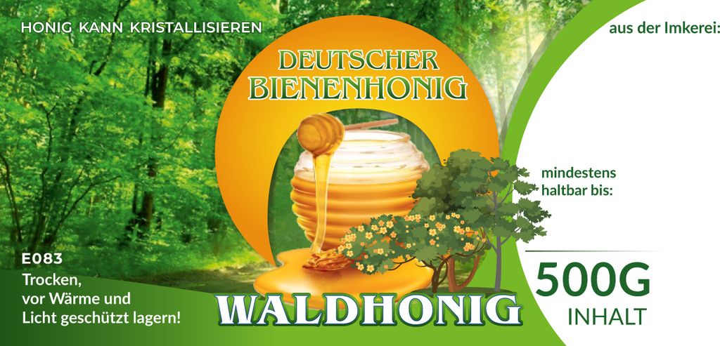 Colorful labels for German bee honey WALDHONIG 100pcs/1Pacl