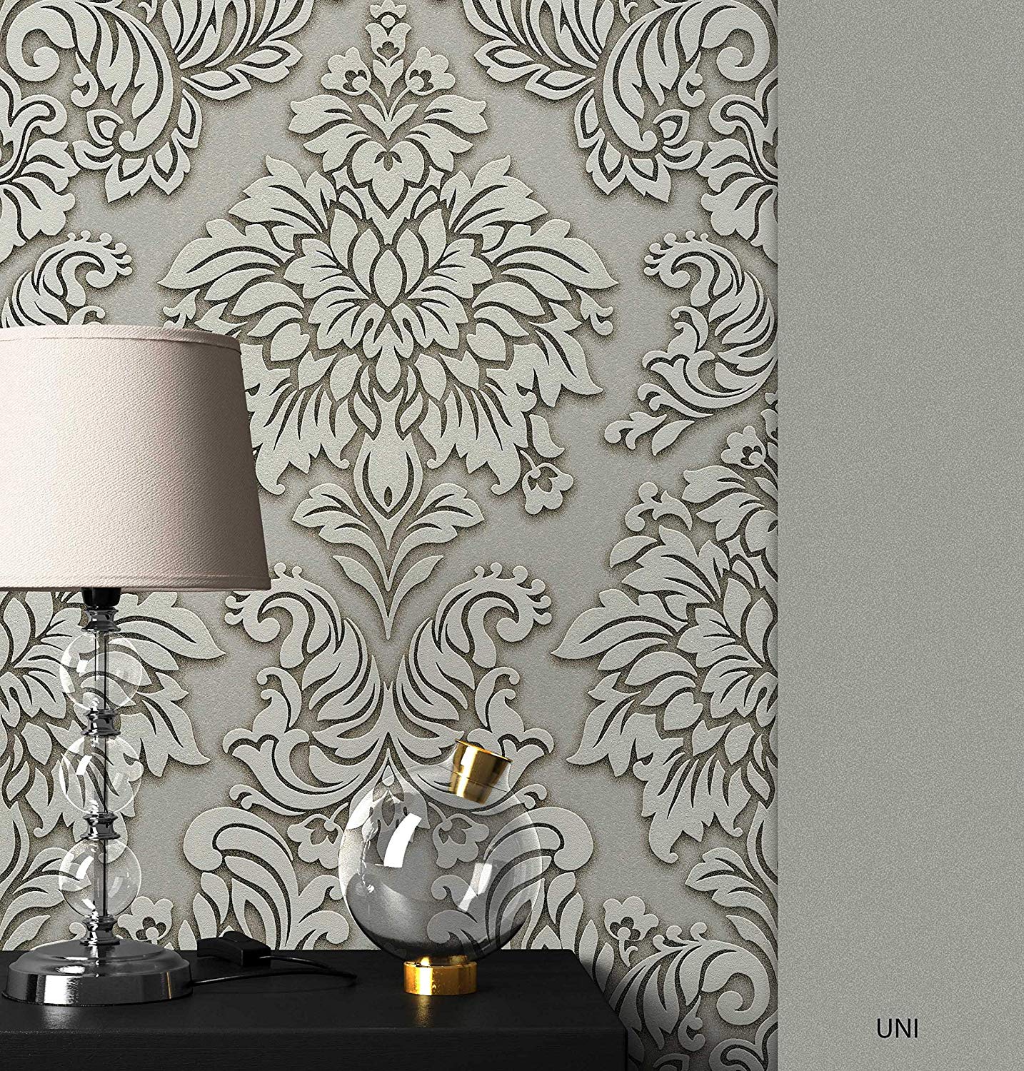 Newroom Design Newroom Baroque Wallpaper Beige Ornamental Baroque Design Non-Woven Wallpap