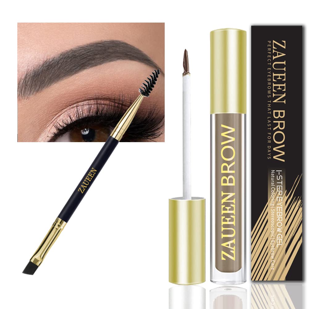 zaueen Semi-Permanent Waterproof Eyebrow Colour Gel, 48 Hours Long Adhesive, Smudge-Proof, Sweat-Resistant, Natural, Tinted Brow Pencil, with Brush, 5 g (03# Blonde), ‎03# blonde