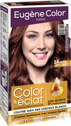 Eugène Color Color Et Éclat Les Naturelles Permanent Hair Color N°56 Light Brown Auburn 1 Kit