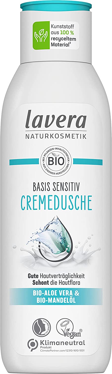 lavera Basic Sensitive Cream Shower - Organic Aloe Vera & Organic Almond Oi, ‎cream-coloured
