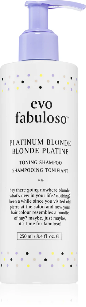 EVO Fabuloso Toning Shampoo Silver shampoo and tinting shampoo neutralizes yellow discoloration