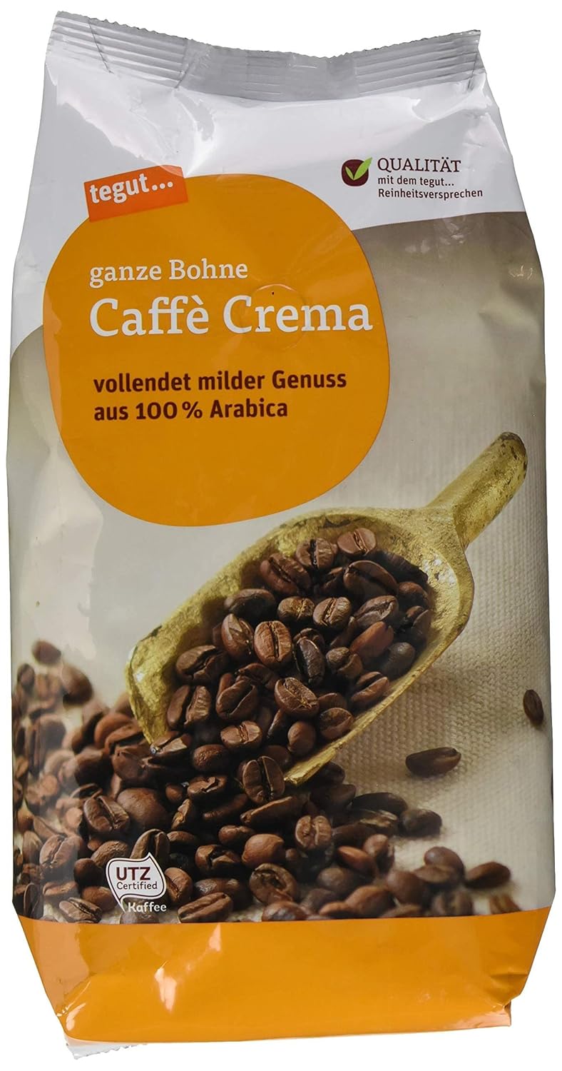 Tegut... Café Crema Whole Bean, Arabica Coffee, 1 x 1 kg