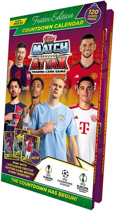 Topps Match Attax 23/24 Advent Calendar 120 Match Attax Cards Including Exclusive Festive Edition Squadzone Cards