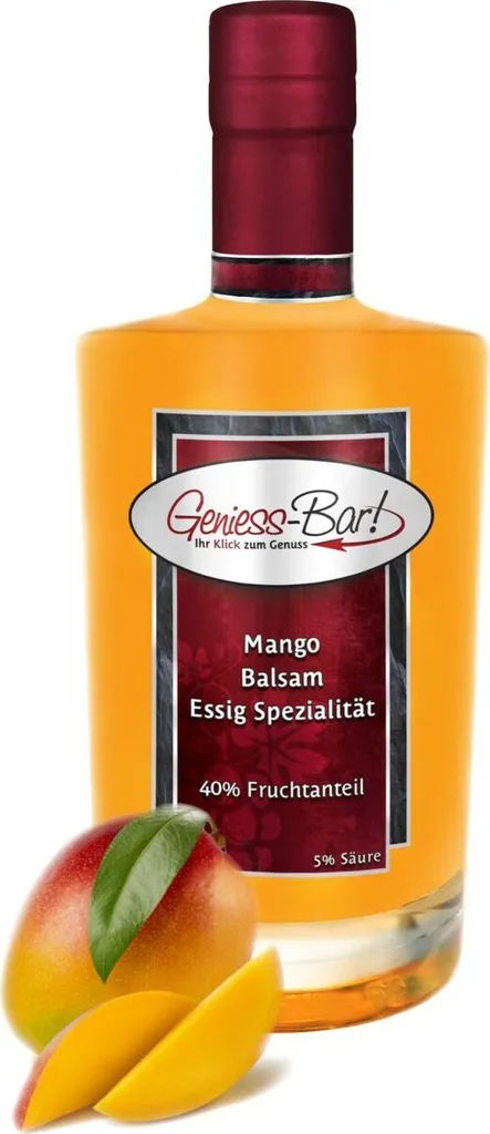 Exotic Mango Balsamic Vinegar - Specialty 0.35L with 40% fruit pulp, full-fruity & very mild 5% acidity