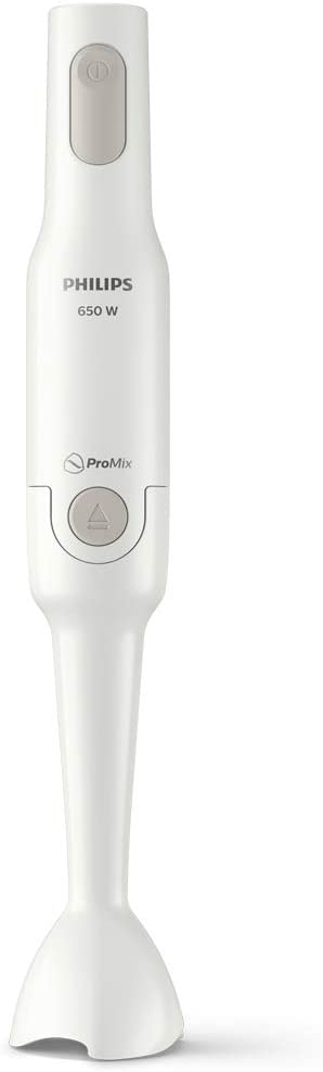 Philips Domestic Appliances Philips HR2532/00 Daily Collection, 650 W, White, ProMix Technology, 1 Speed Setting, Splash Guard Bell, Plastic Rod, Cup, Compact Chopper