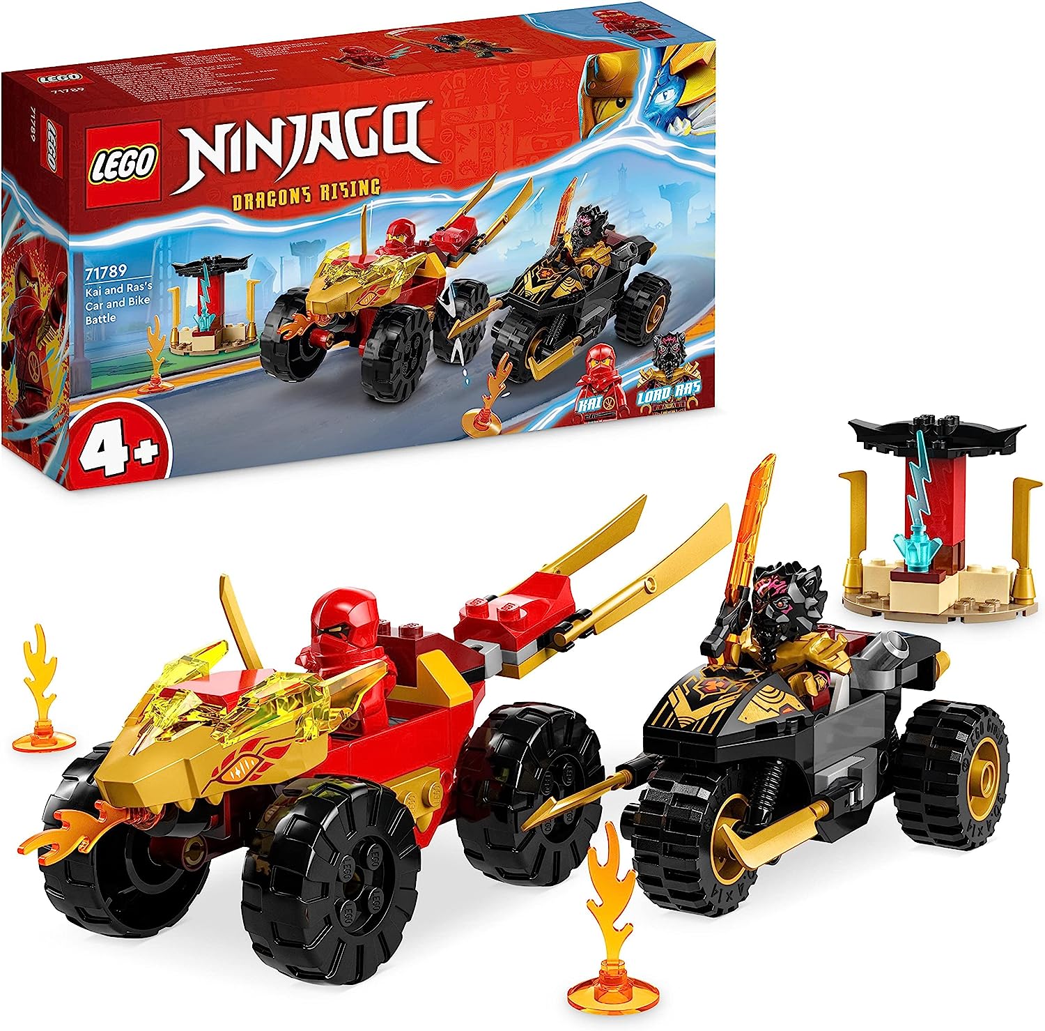 LEGO 71789 Ninjago Chase Set with Kais Speedster and Ras \ 'Motorcycle, Toy for Children from 4 Years, Ninja Car Toy for Building, Mini Figure to Collect