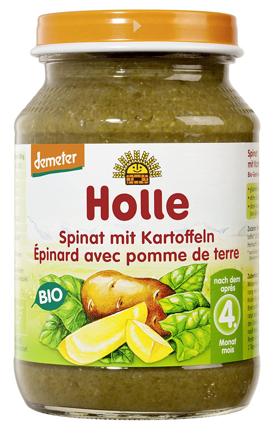 Holle Bio Spinat mit Kartoffeln, 6er Pack (6 x 190 g)
