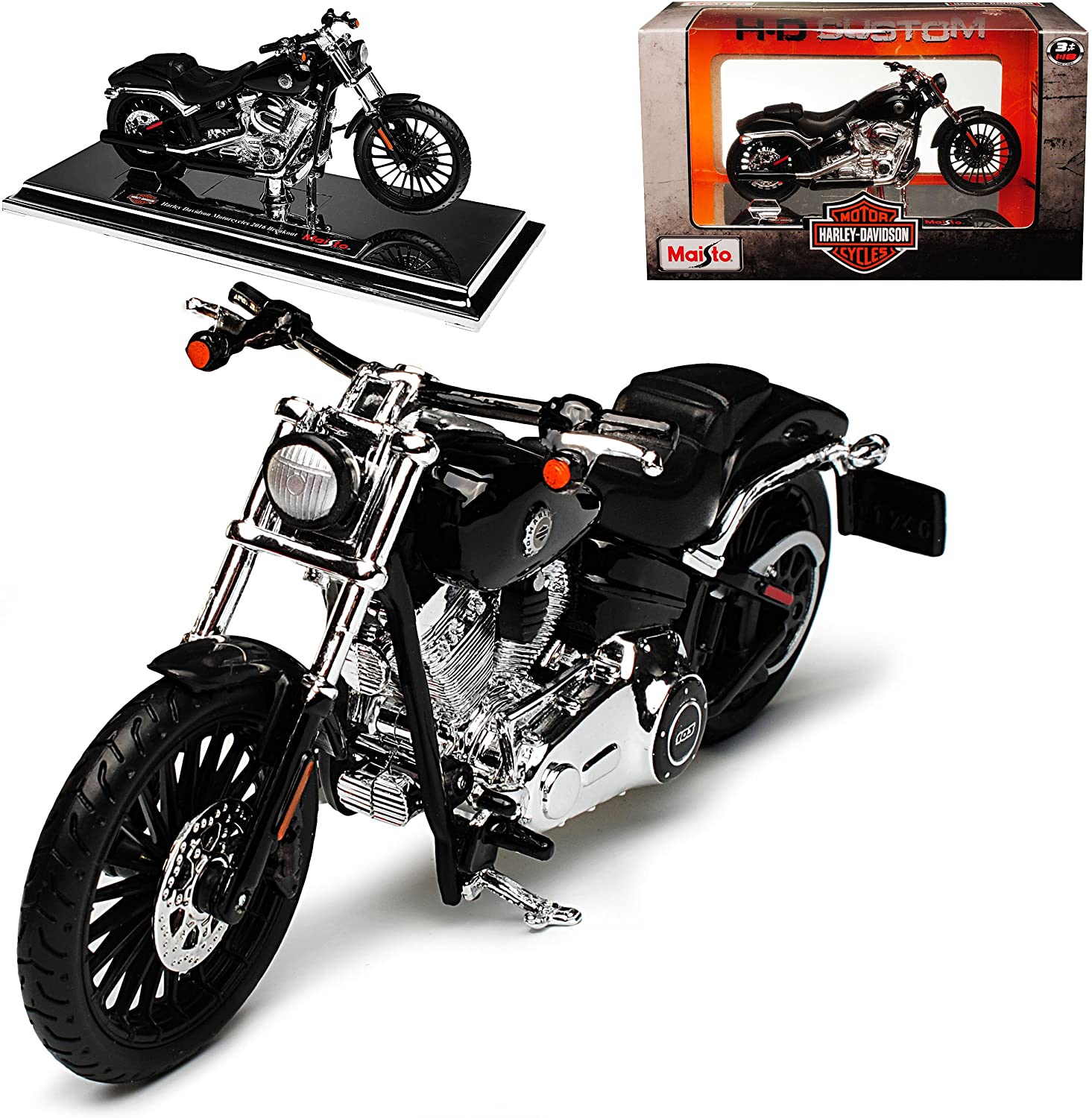Harley Davdson 2016 Breakout Black 1/18 Maisto Model Motorcycle With Or Wit