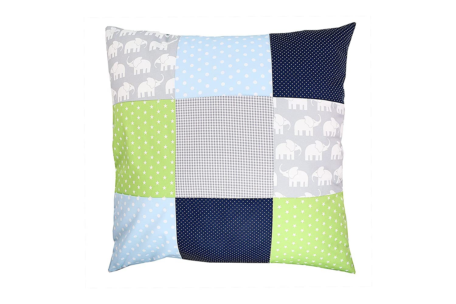 Ullenboom ® Patchwork Cushion Cover Elephant Blue Green (60 X 60 Cm Cushion