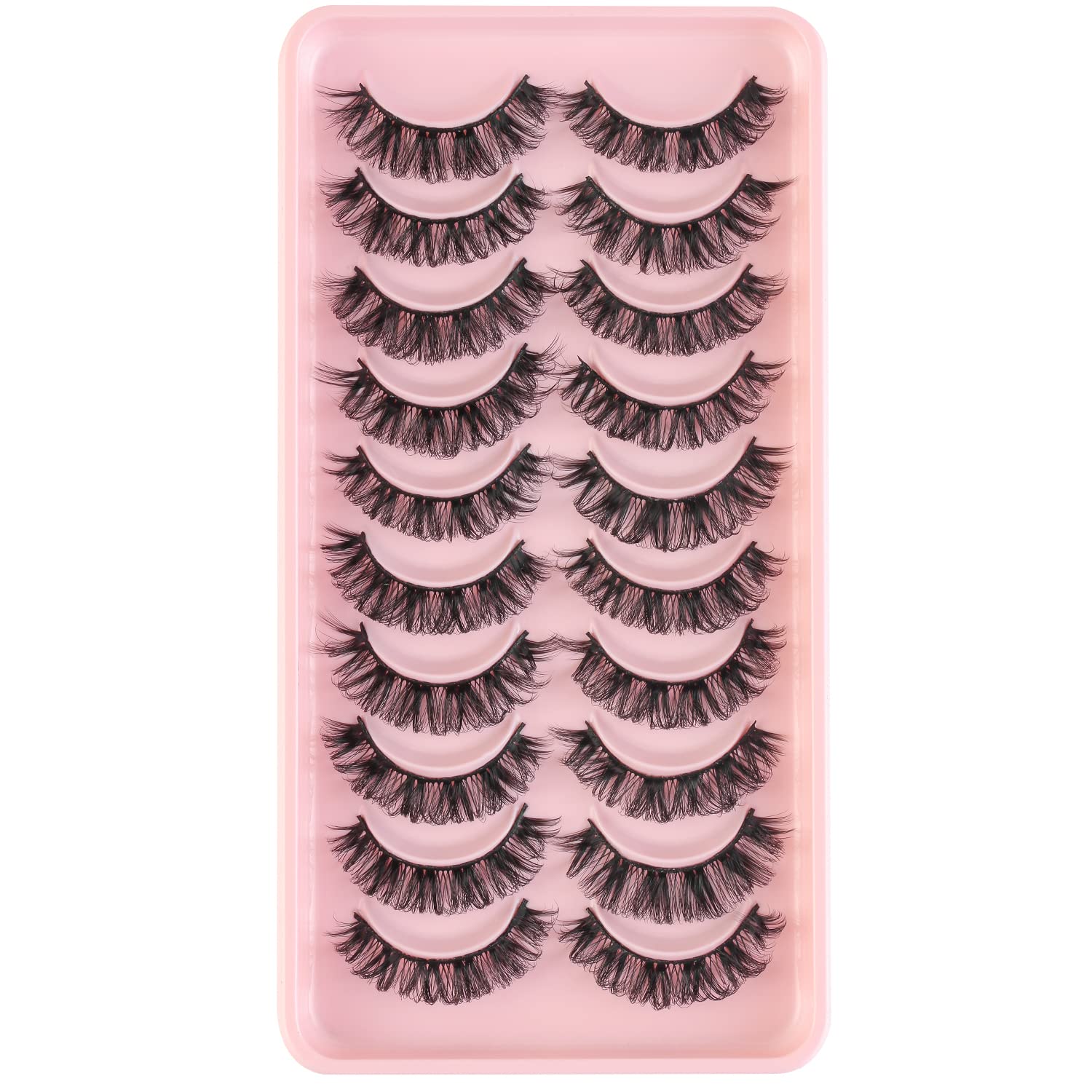 HICOCU Eyelashes, 10 Pairs of Russian Stripes False Eyelashes, D Curl Lashes, Natural Fluffy 3D Fluffy False Eyelashes Look Like Eyelash Extensions (HY12)