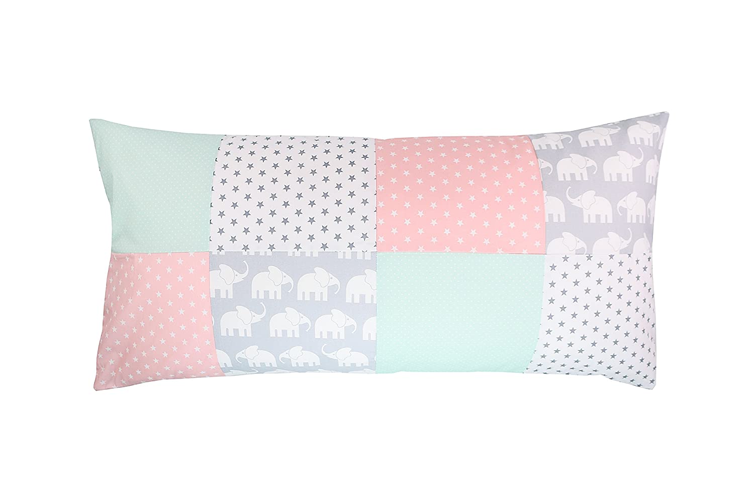 Ullenboom ® Patchwork Cushion Cover 40 X 80 Cm Elephant Mint Pink (Made In 