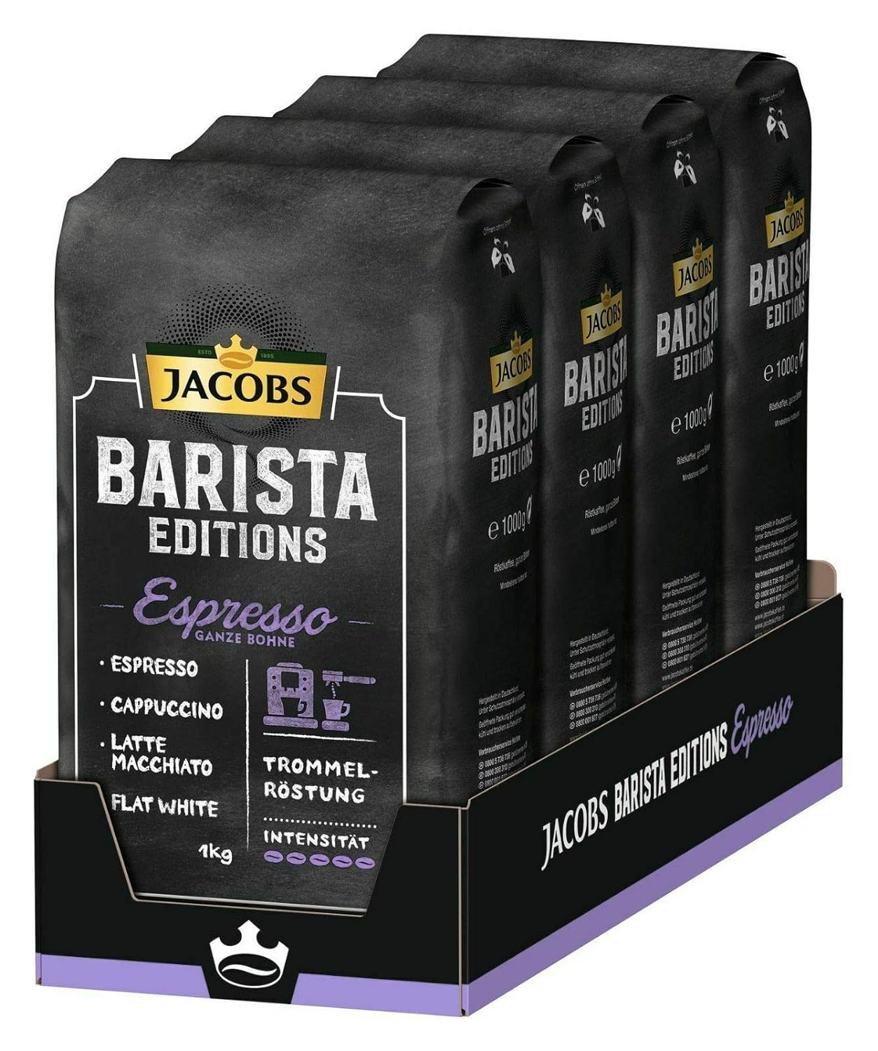Jacobs Barista Editions Espresso Coffee Whole Bean 4 x 1 kg