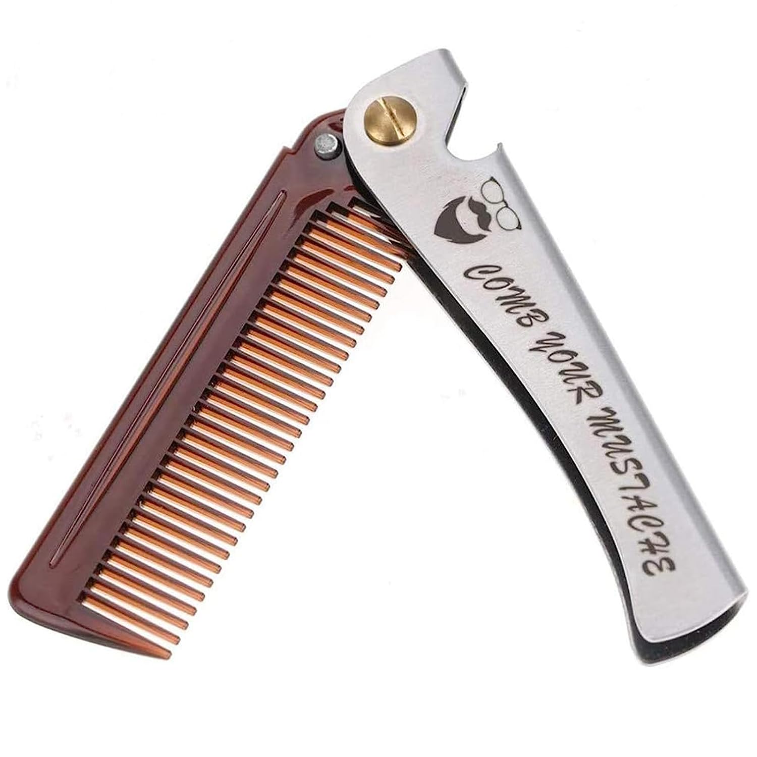 FOLDABLE BEART COMB WITH CORKSCREW COMB Men Professional Styling Comb Wide Tooth Comb Oil Head Comb Plastic Comb Hairstyle Comb Hairdresser Styling Tool