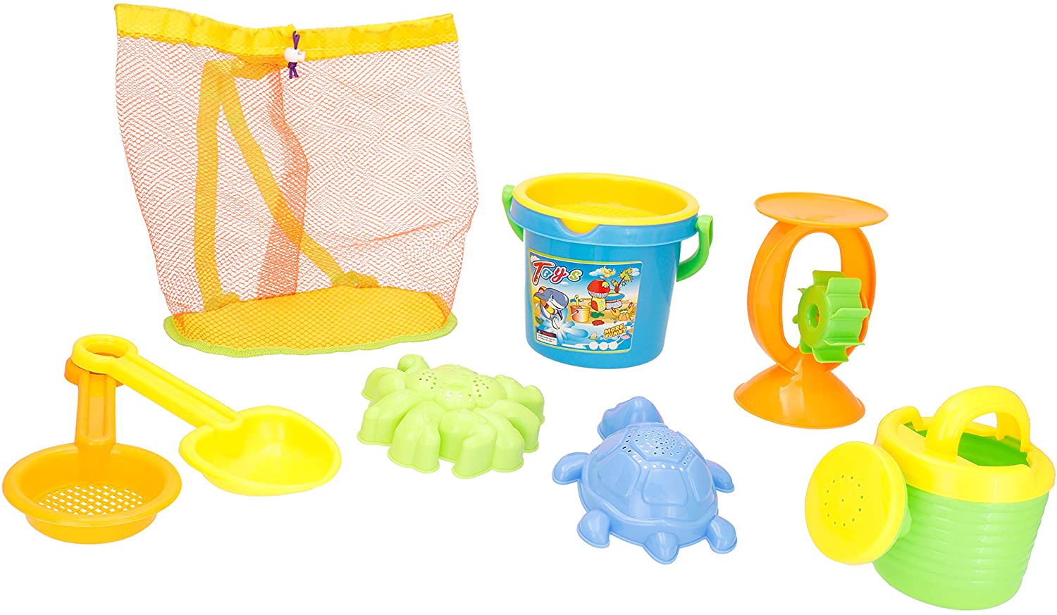 Bieco 06000217 7 Piece Sand Play Set In Mesh Backpack, Bucket With Accessor