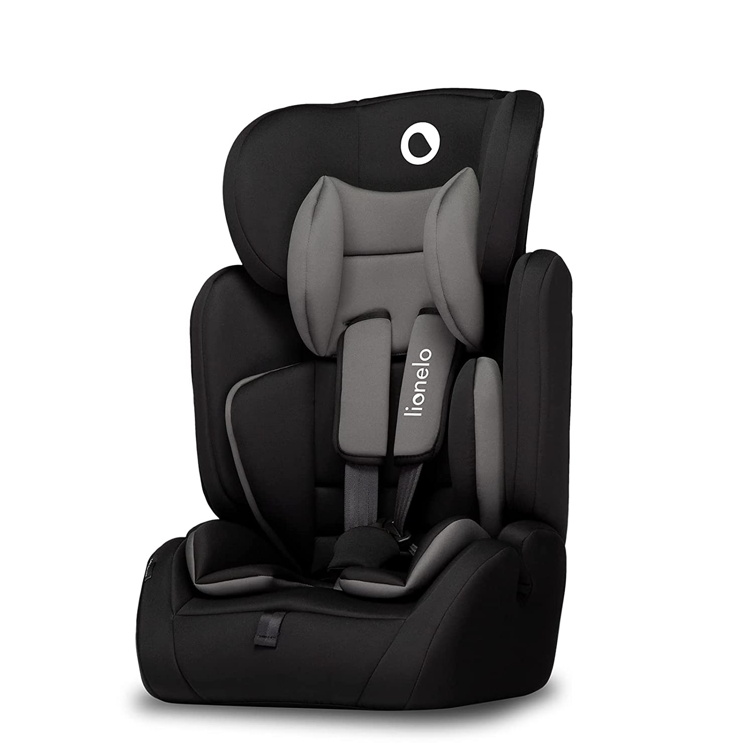 LIONELO Levi Simple Child Seat 9-36 kg, Car Seat, Height-Adjustable, Recessed Headrest, Side Protection, Removable Backrest, Seat Reducer, 5-Point Straps (Black)