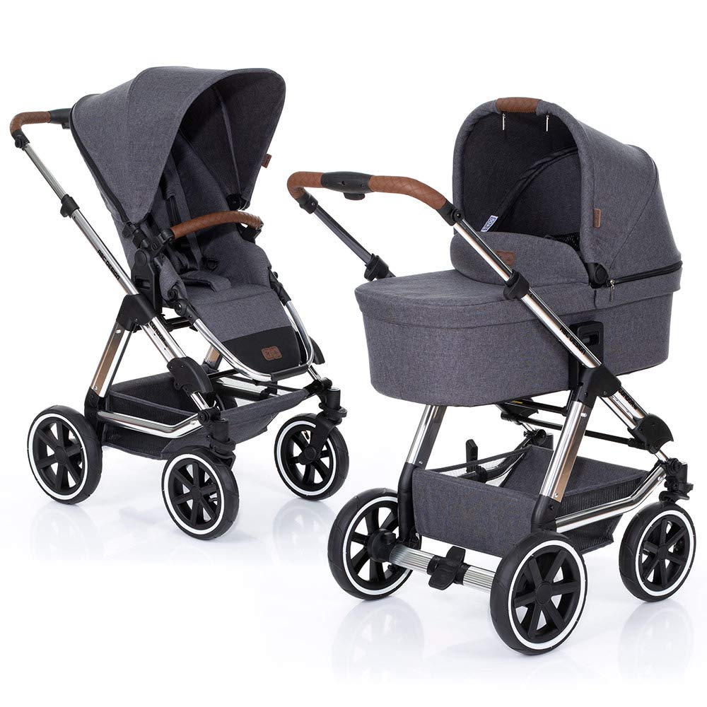 ABC Design Condor 4 Air Combi Pushchair - 2-in-1 Set with Baby Bath and Pushchair Buggy Attachment - Diamond Special Edition 2019 - Asphalt
