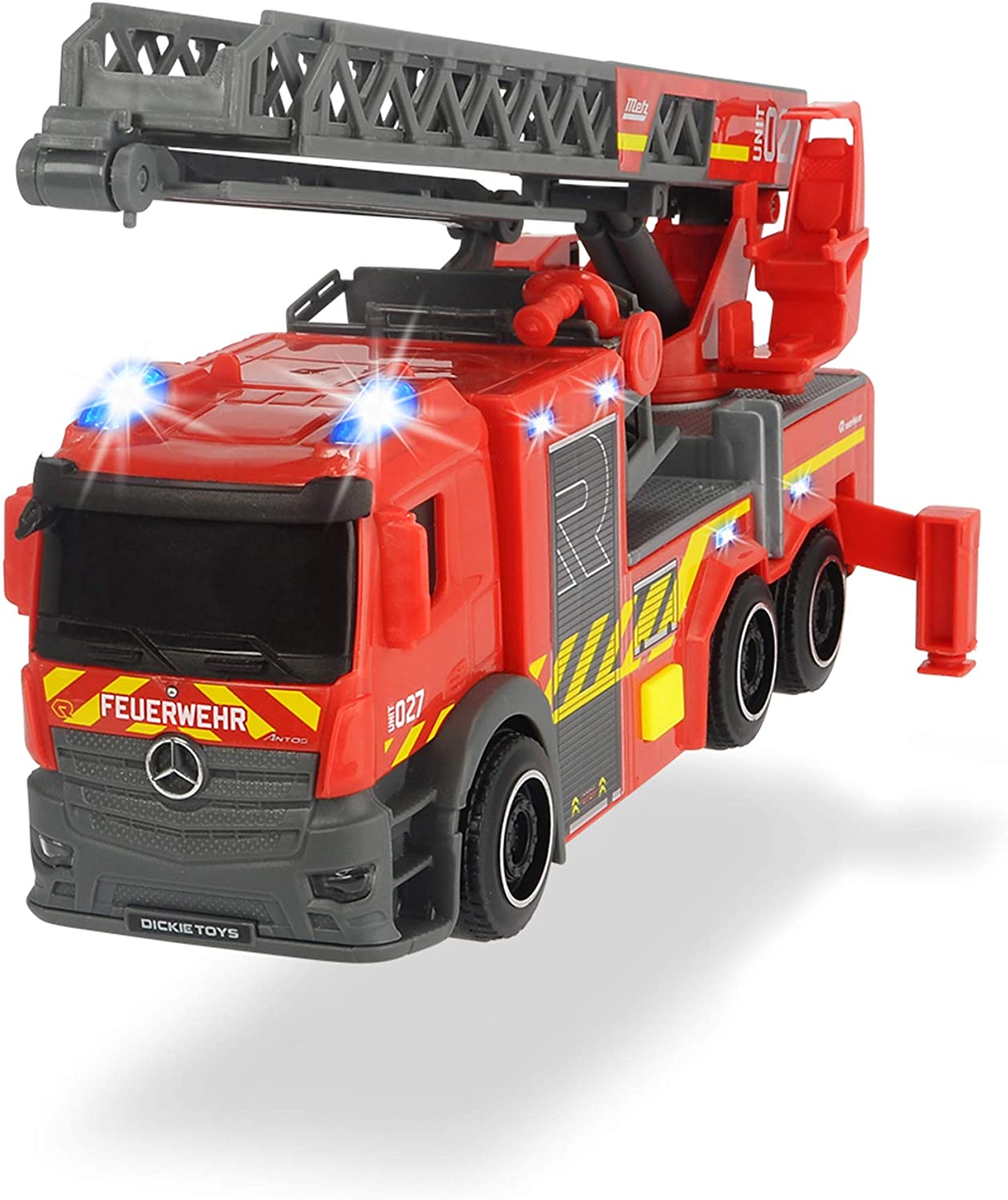 Dickie Toys 203714011 Fire Engine With Rotating Ladder, Rosenbauer Fire Bri
