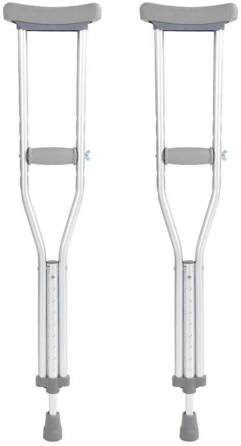 Cocoarm Walking Aids 82 Cm Aluminium Alloy Push Button Adjustable Crutches 
