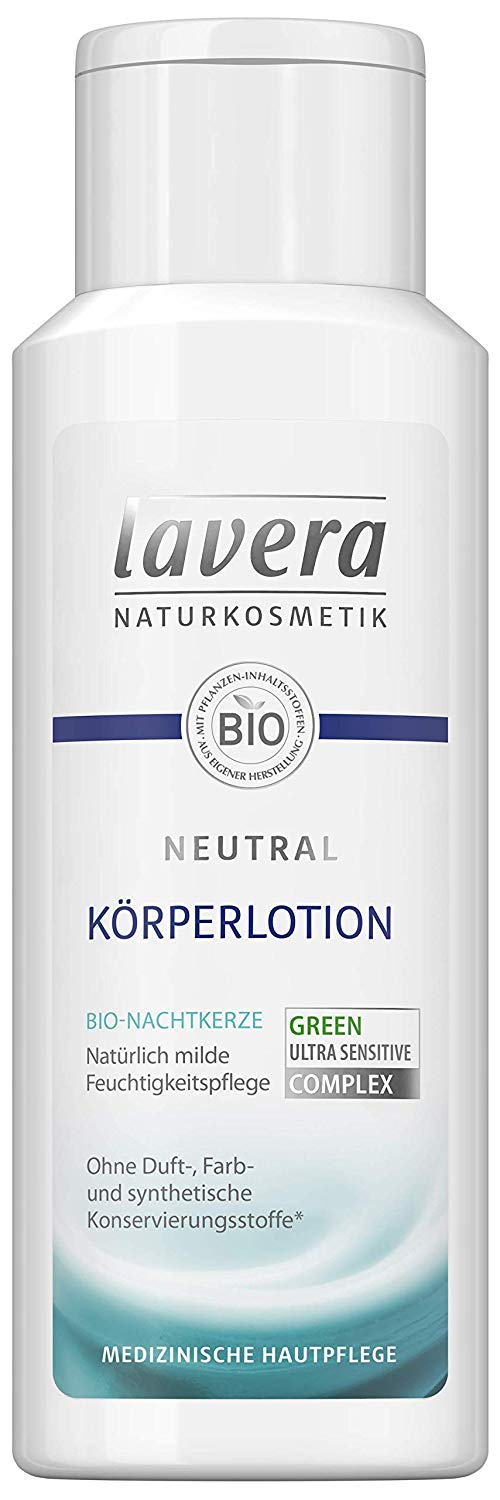lavera Neutral Body Lotion - Organic Evening Primrose - Moisturising Care - Naturally Mild - Vegan Body Lotion - Medical Skin Care - for Sensitive Skin - No Preservatives - pH Neutral - 20