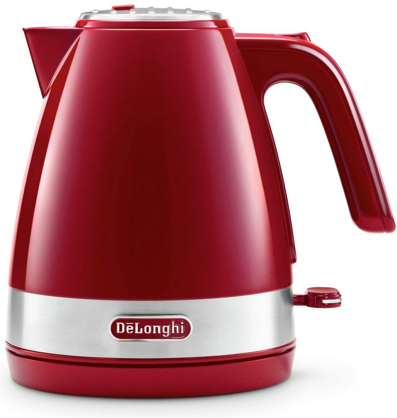 DeLonghi De\'Longhi KBLA 2000.R Electric Kettle 1 Litre Capacity Plastic Base and Stainless Steel Cover Red