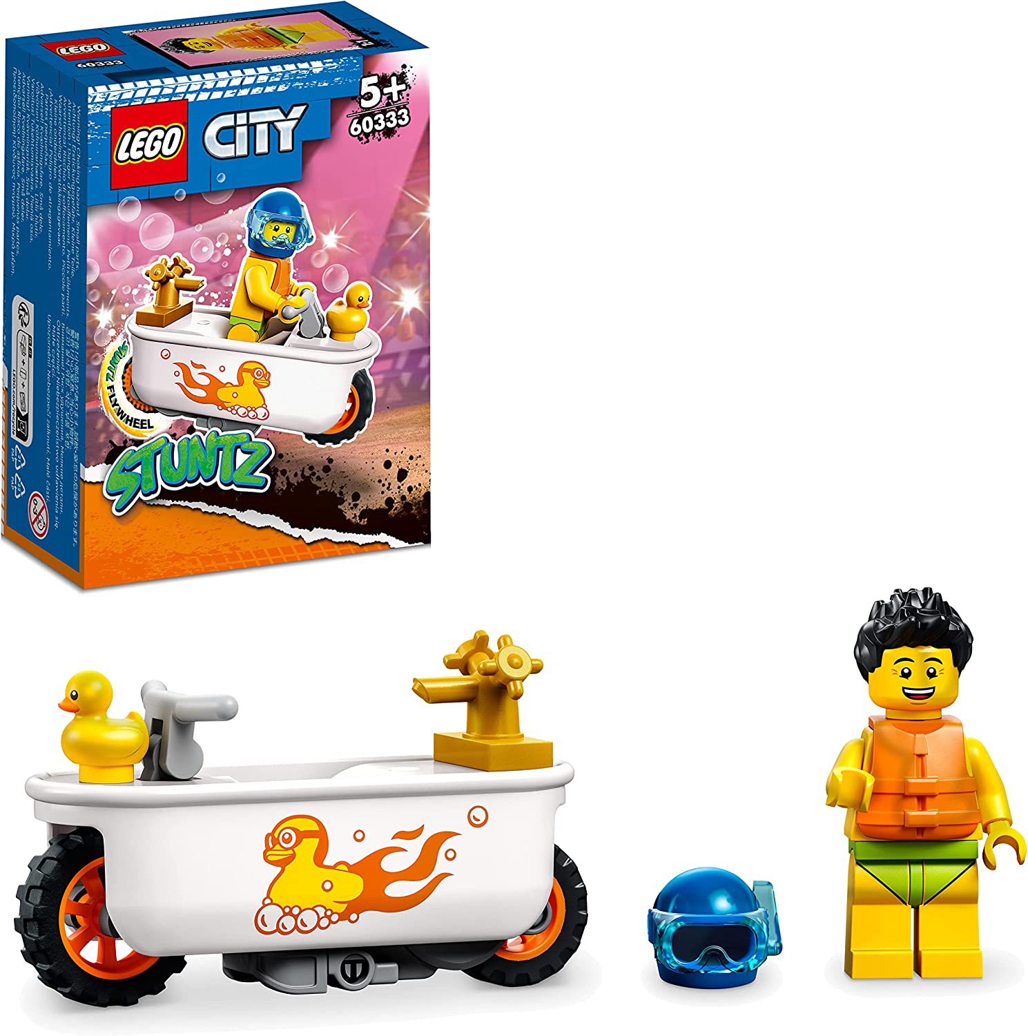 LEGO 60333 City Stuntz Bath Stunt Bike Set with Motorcycle and Mini Figure, Action Toy as a Gift for Boys and Girls from 5 Years