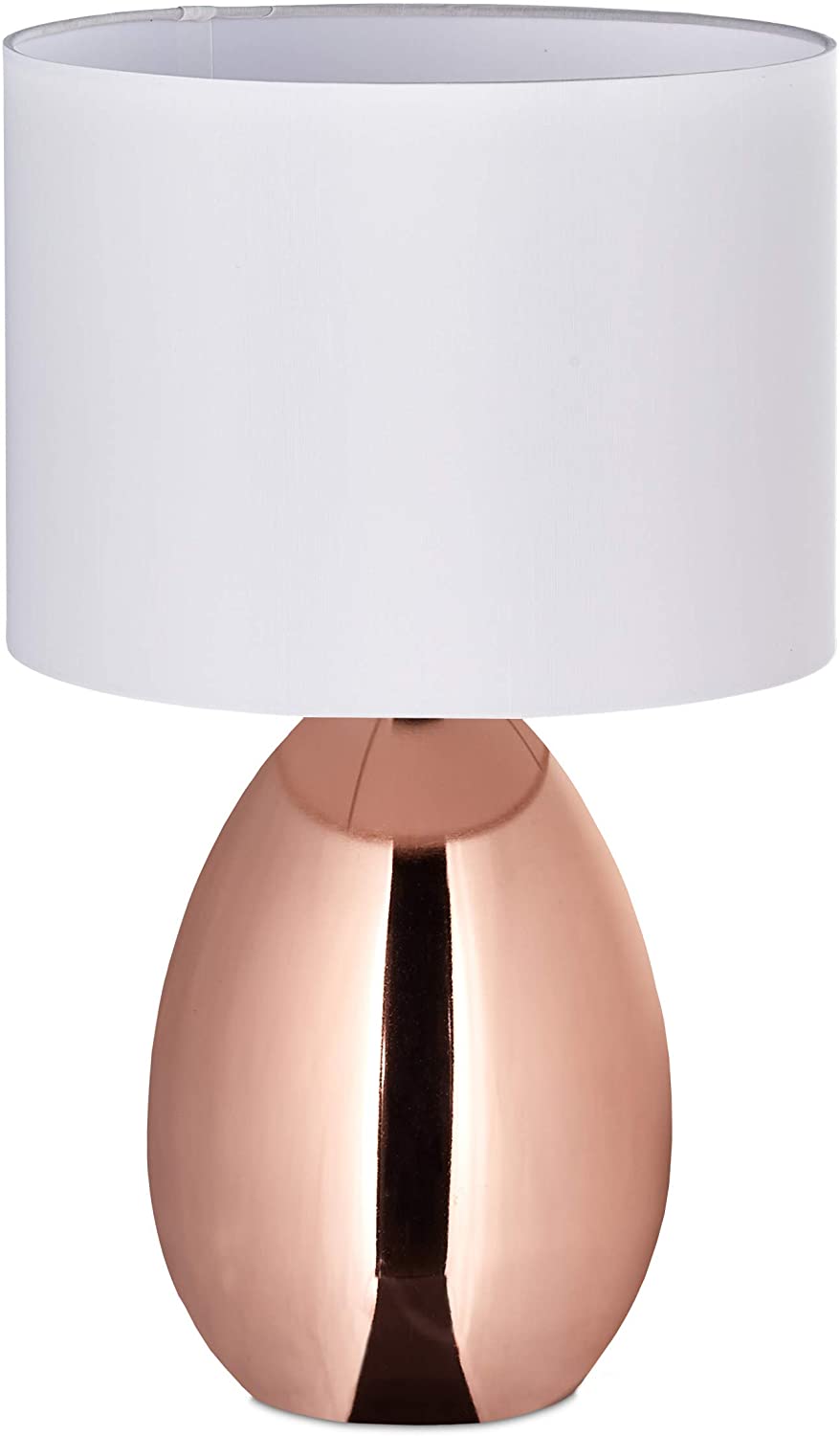 Relaxdays Bedside Lamp Touch Dimmable Modern Touch Lamp with 3 Levels E14 Table Lamp with Cable 49 x 30 cm Copper