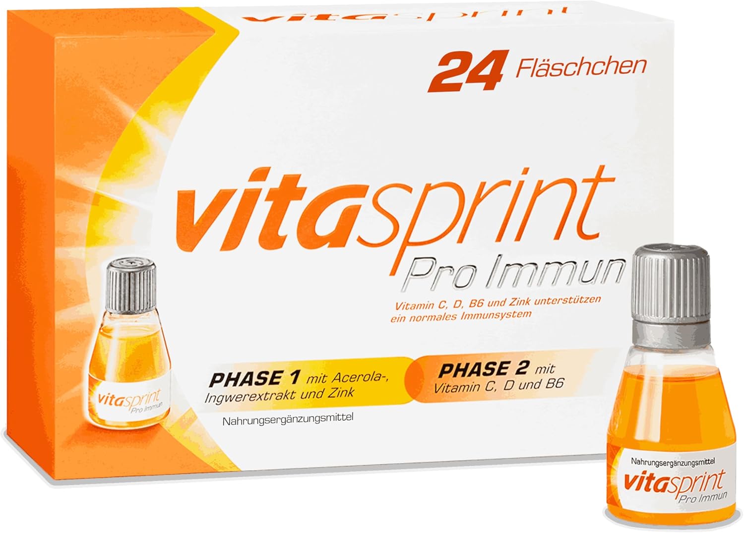 Vitasprint Pro Immun, 24 pcs. – Dietary supplement with acerola, ginger, zinc, and vitamins to support the immune system*, for more energy and less tiredness and fatigue
