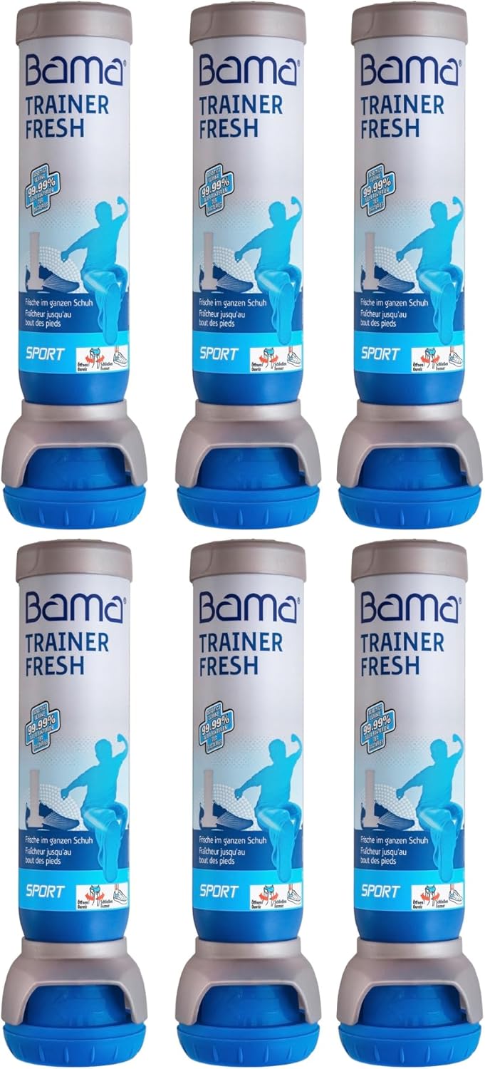 Bama Trainer Fresh Shoe Deodorant Set (6 x 100 ml) - Hygienic, Antibacterial Fresh, Transparent Shoe Spray for Sports, Work and Leisure Shoes