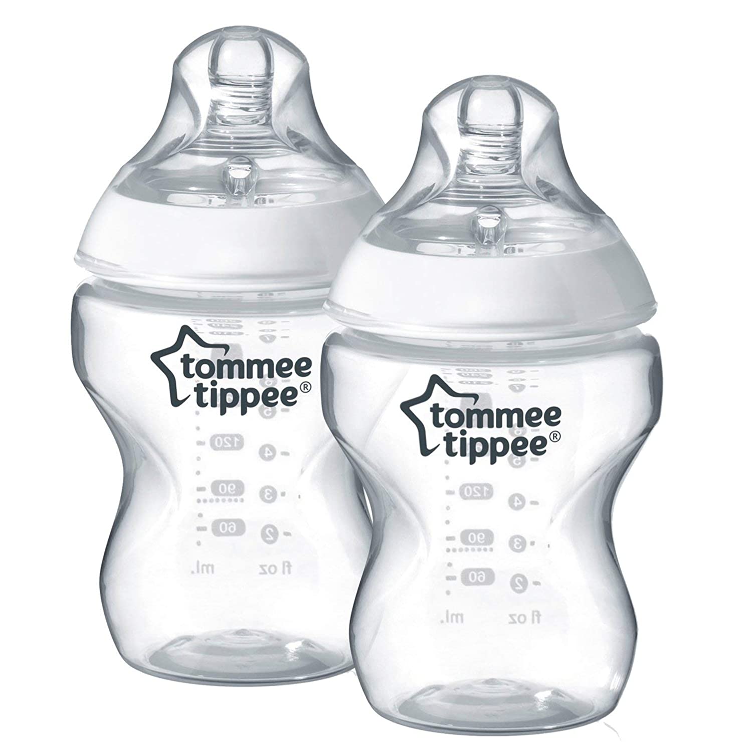 Tommee Tippee Closer to Nature 260 ml/9fl oz Feeding Bottles clear