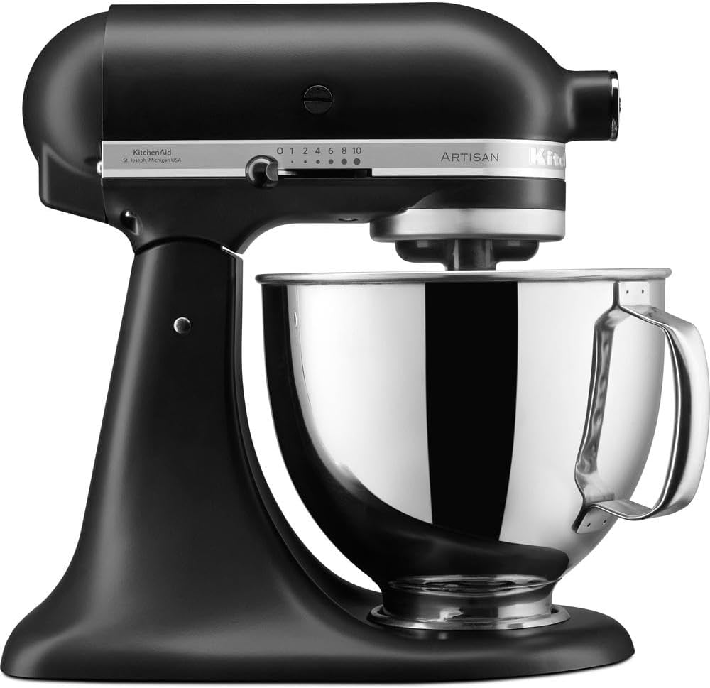 KitchenAid Artisan Food Processor Tilting Food Processor Dough Kneading Machine with 4 Accessories Stainless Steel Bowl 4.8 L Matt Black