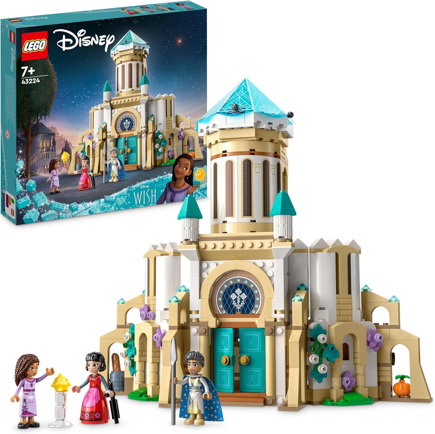 LEGO 43224 Disney Wish King Magnificos Castle, Buildable Toy from the Wish Movie with Figures Including Asha, Dahlia and Star, Christmas Gift for Girls, Boys and Children from 7 Years