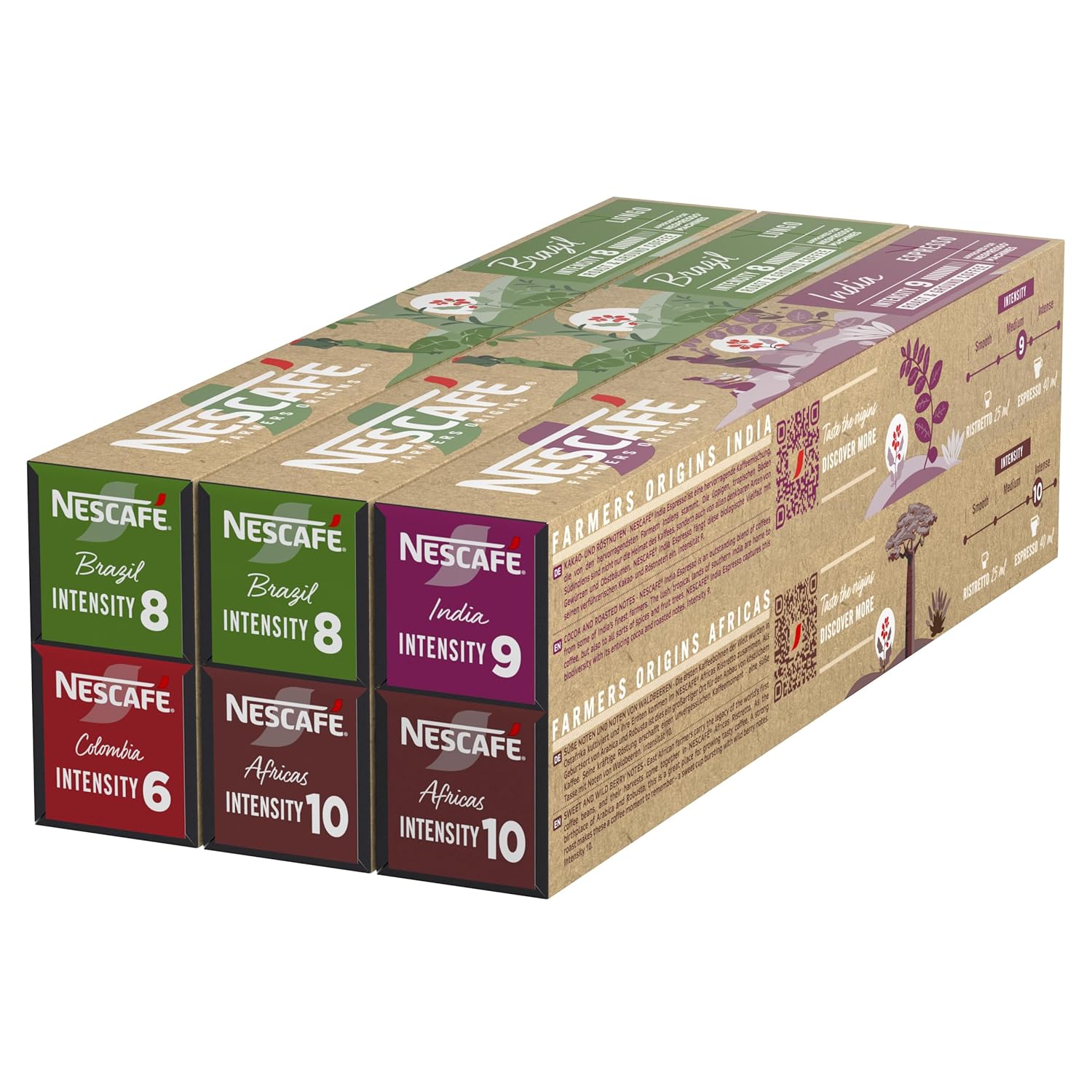NESCAFÉ Farmers Origins Coffee Capsules Tasting Set (4 Variants), 6 x 10 (60 Capsules) - Coffee Capsules for Nespresso Machines