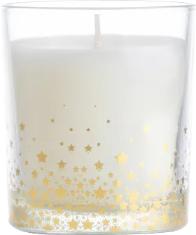 Decorate & furnish scented candle in a glass with golden stars, white, 1 piece