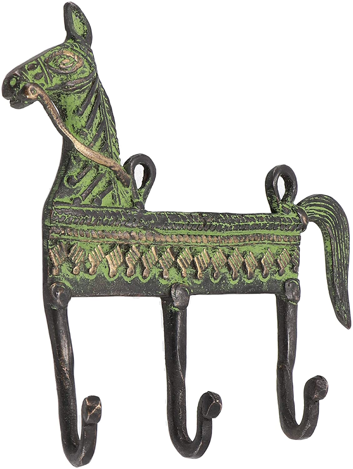 Guru-Shop Guru Shop 14x14x3,5 cm Horse Indian rWand Hook, Brass/Brass coat hooks
