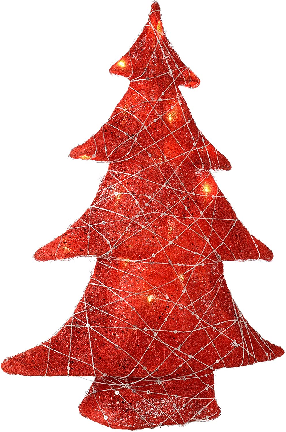 WeRChristmas 58 cm Sisal and Woven Warm White LED Christmas Tree Decorations – Red