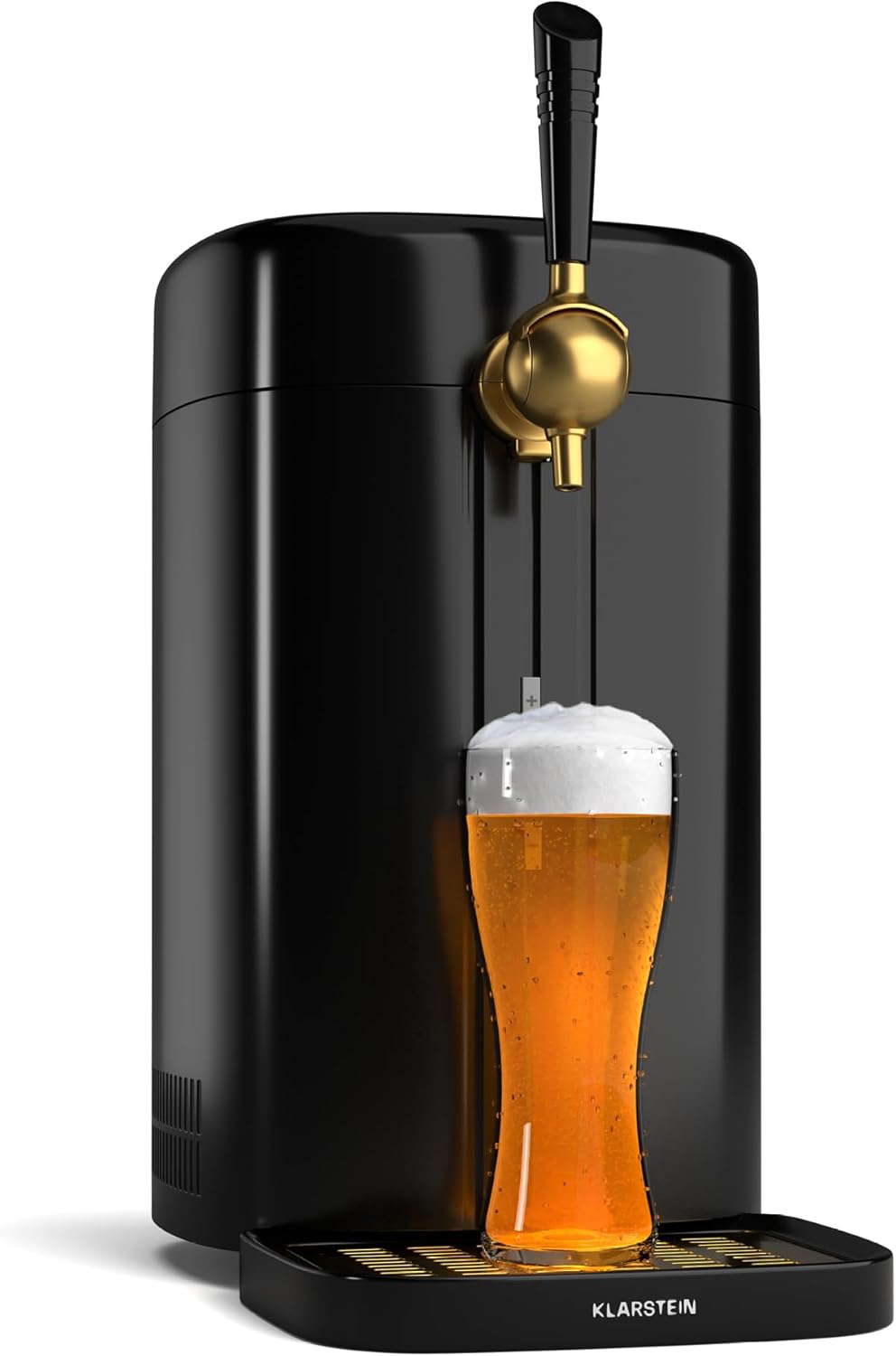 Klarstein FrostBrew Beer Dispenser - 5L Beer Dispenser with CO₂ Pressure System, Thermoelectric Cooling System, Temperature Control 3-12°C, LED Display, Removable Drip Tray, Black/Gold