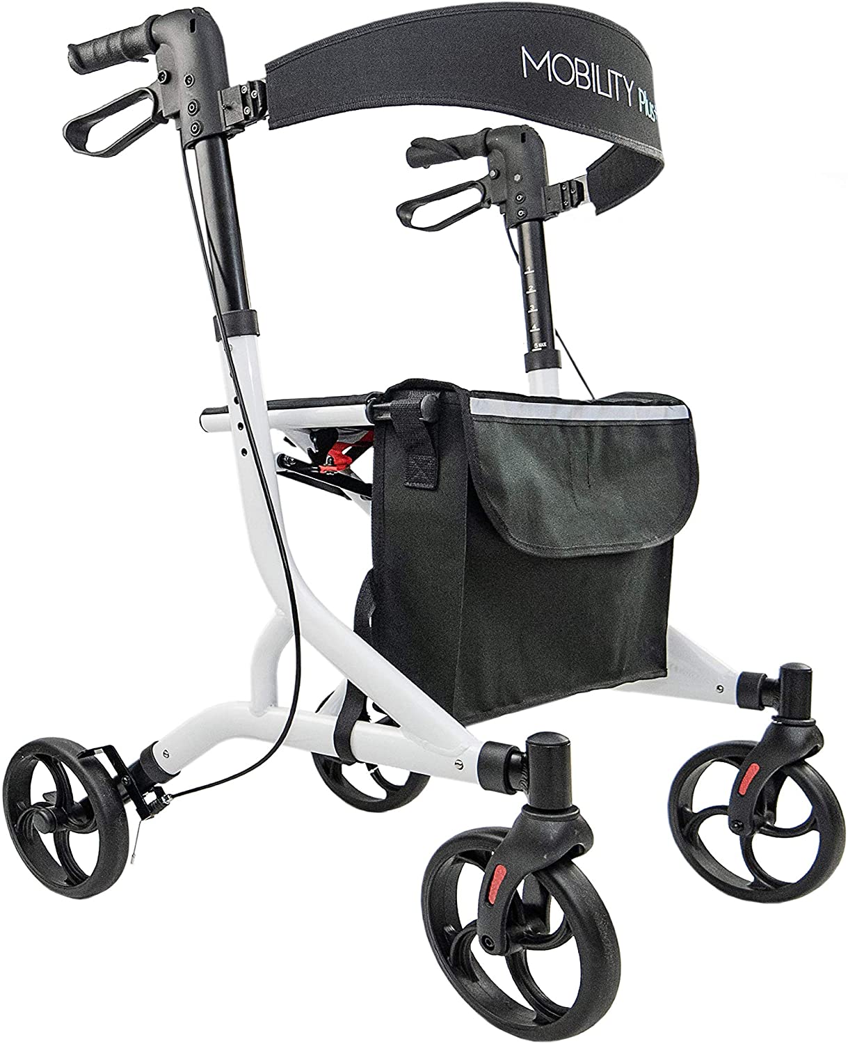 MOBILITY Plus+ LR10+ Lightweight Rollator - Indoor and Outdoor Walker - Foldable - Height 