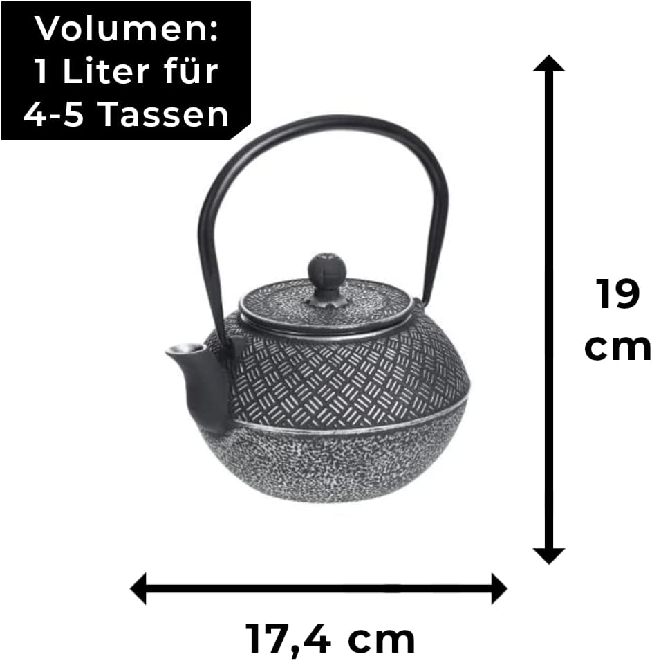 dreamhouse Japanese Cast Iron Teapot with Strainer Various Teapot Models Also Ceramic, Asian, Iron, Cast Iron Teapot, Black (4 - Cast Iron)