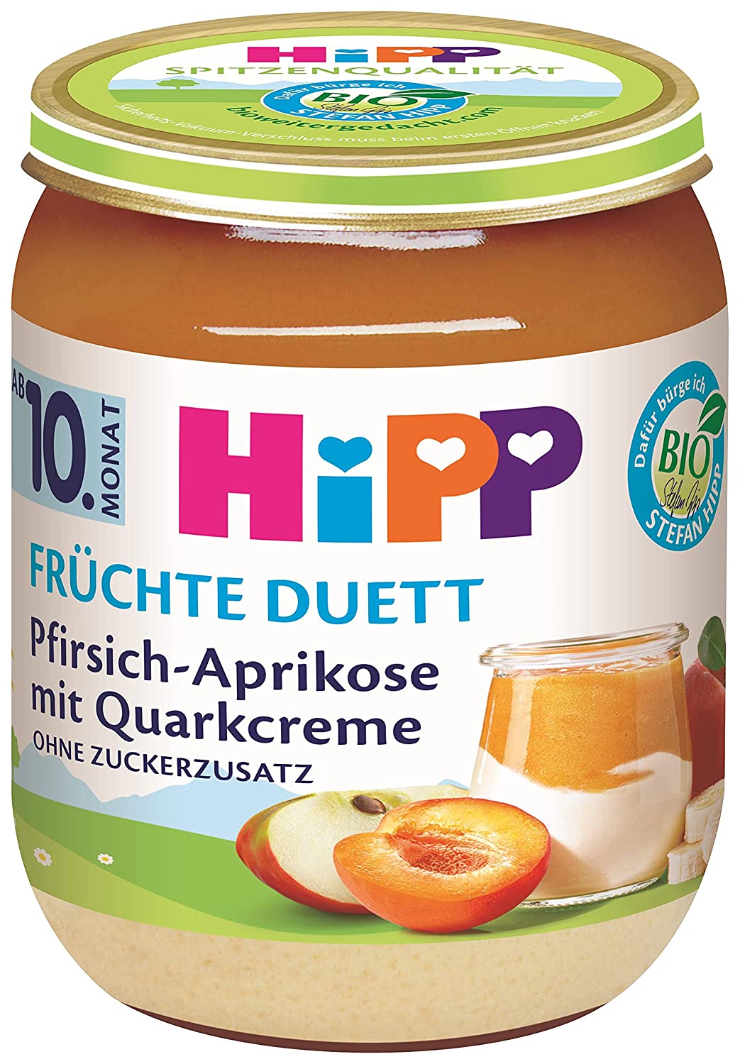 HiPP Bio Früchte-Duett Pfirsich-Aprikose mit Quark-Creme, 160 g