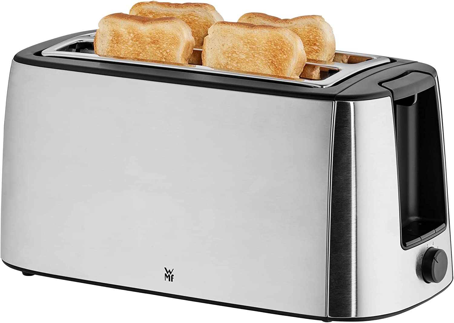 WMF Bueno Pro Toaster, Long Slot, Double Slot for 4 Slices of Toast or 2 Slices of Bread, XXL Toast, Warm-up Function, 6 Browning Levels, Matt Stainless Steel
