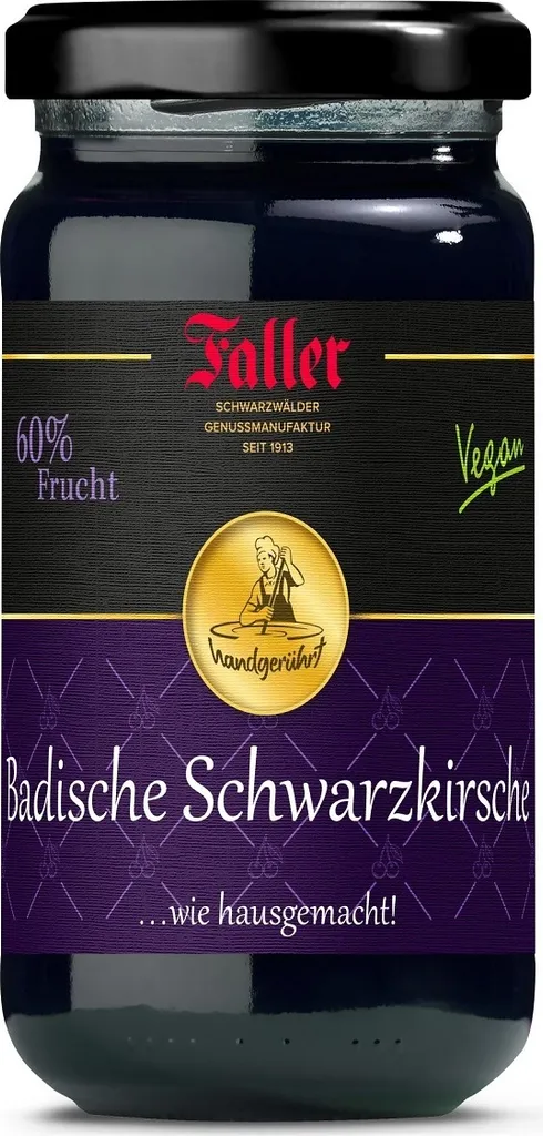 Faller Badische Schwarzkirsch-Konfitüre extra: Hausgemachter Genuss,  330g